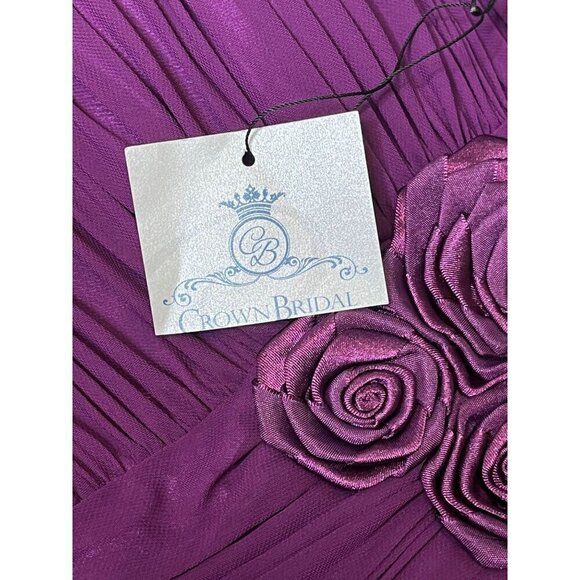 Purple Formal Dress NWT Roses Detail Holiday Party Winter Dance Size 4/6 - Picture 8 of 11
